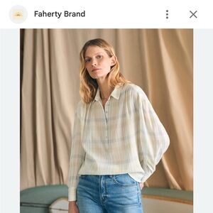 Faherty Cream and Gray Casual Button Down Shirt